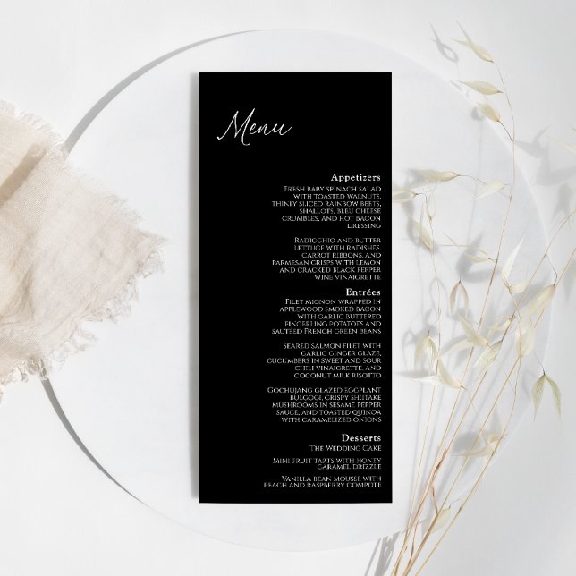 Menu moderne classique Mariage noir plat (Créateur téléchargé)