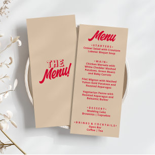 Menu Moderne Colorful Gras Funky Rétro Unique Mariage