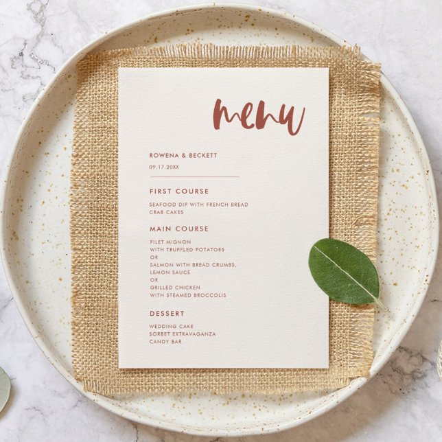 Menu Moderne élégant mariage rose neige (Créateur téléchargé)