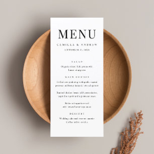 Menu Moderne Elegant Type Mariage noir et blanc
