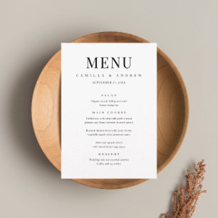 Menu Moderne Elegant Type Mariage noir et blanc
