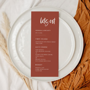 Menu Moderne et élégante brique brûlée Mangeons mariage