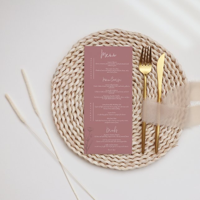 Menu Moderne Floral Mauve Mariage (Créateur téléchargé)