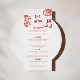 Menu Moderne Funky Retro Bold Mariage rouge