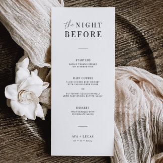 Menu Moderne La Nuit Avant Le Dîner De Répétition Maria