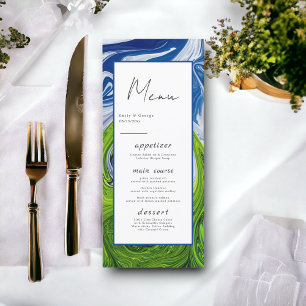 Menu Moderne minimal Vert Bleu Nature Mariage Abstrait