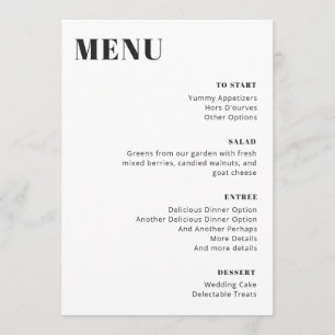 Menu moderne minimaliste modifiable noir et blanc