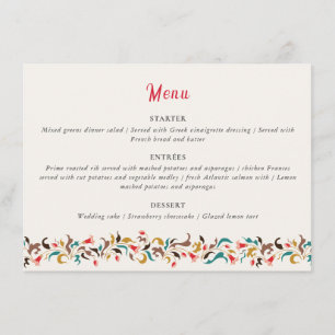 Menu Moderne Romantique Élégant Mariage de couronne flo