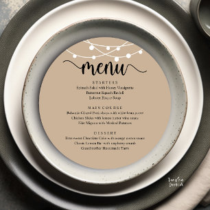Menu Moderne Rustique, Mariage Fuite Rond Dîner