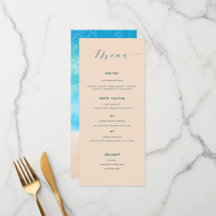 Menu Moderne simple aquarelle Sandy Beach Mariage