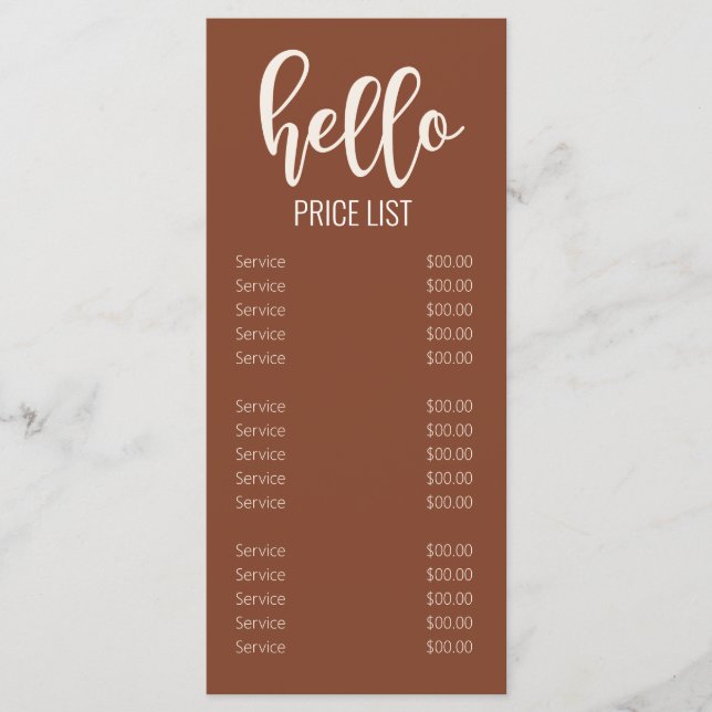Menu Moderne Simple Earth Tones Nails Salon Prix (Devant)