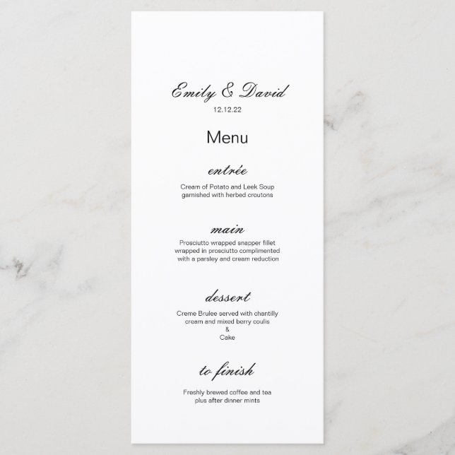 Menu modifiable, Menu Mariage, Baby shower, Bridal (Devant)