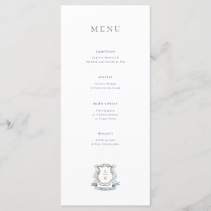 Menu Monogramme Aquarelle Floral Crest Mariage