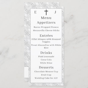 Menu Monogramme catholique de dentelle blanche