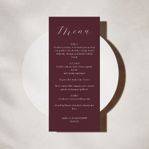 Menu Monogramme classique Mariage de script Bourgogne