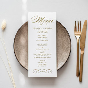 Menu Monogramme de mariage élégant à motif de rinceaux