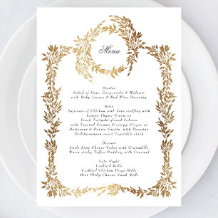 Menu Monogramme d'or classique Mariage de crête botaniq