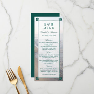 Menu Monogramme élégant et mariage Turquoise sur la pla