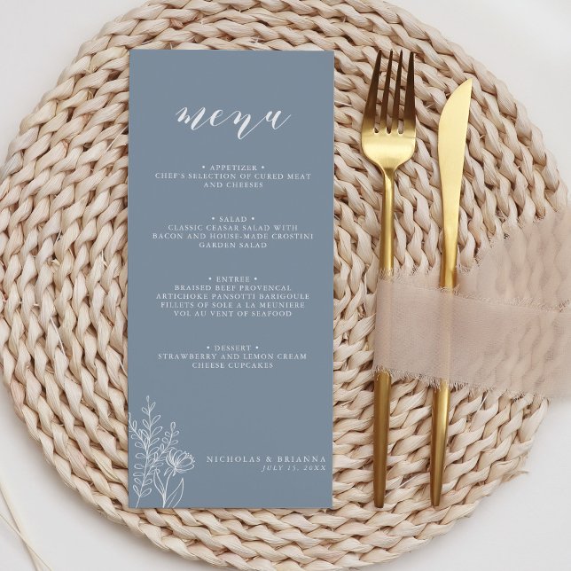 Menu Monogramme Mariage floral minimal Dusty moderne (Créateur téléchargé)