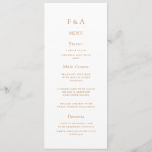 Menu Monogramme minimal Simple Mariage de script or