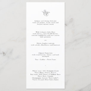 Menu Monogramme minimaliste en fleurs de cerise Mariage