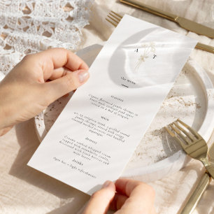 Menu Monogramme minimaliste Mariage botanique