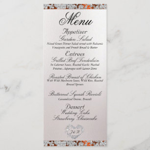 Menu Monogramme, ruban et Parties scintillant - Mariage