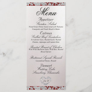 Menu Monogramme, ruban et Parties scintillant - Mariage