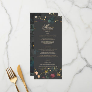 Menu Moody Abstrait Floral Boho Handfasting