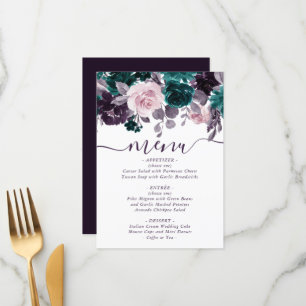 Menu Moody Boho Mariage floral pourpre de prune d'aub