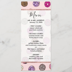 Menu Motif d'aquarelle Artsy Rose Sprinkt Donuts