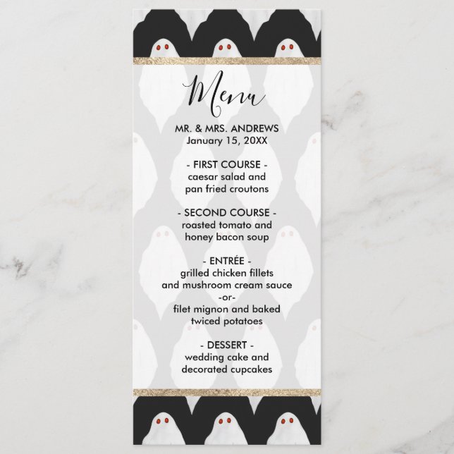Menu Motif d'aquarelle des fantômes d'Halloween blanc e (Devant)