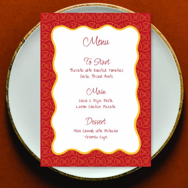 Menu Motif de pâtes, c'est plus Fête des mariées italie (Créateur téléchargé)