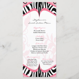 Menu Motif Girly d'impression de zèbre de papillon de
