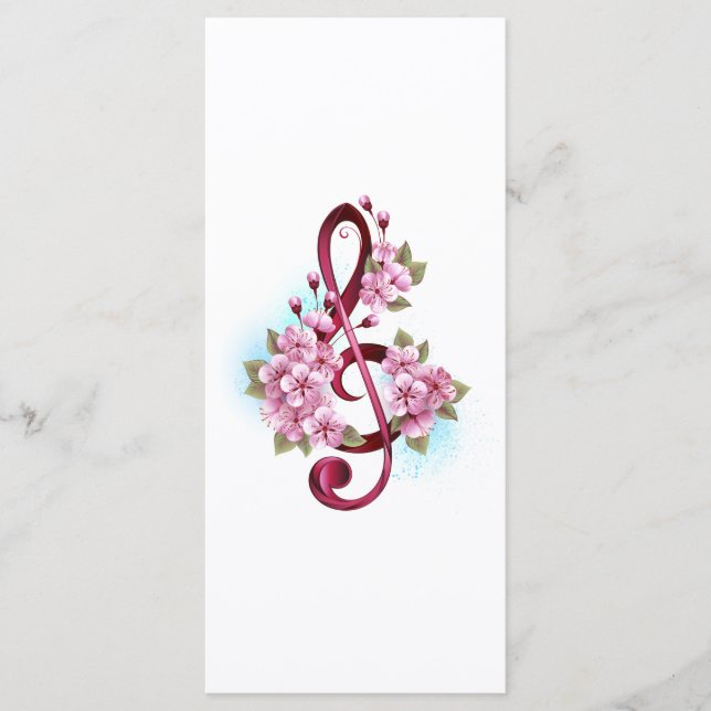 Menu Musical treble clef notes with sakura flowers (Devant)