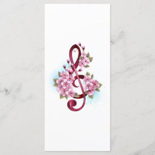 Menu Musical treble clef notes with sakura flowers