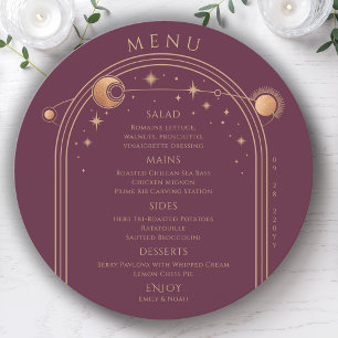 Menu Myssel Plum Gold Sun Moon Stars Space Mariage