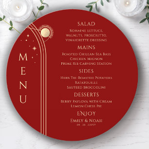 Menu Mystic Red Gold Sun Moon Stars Space Mariage