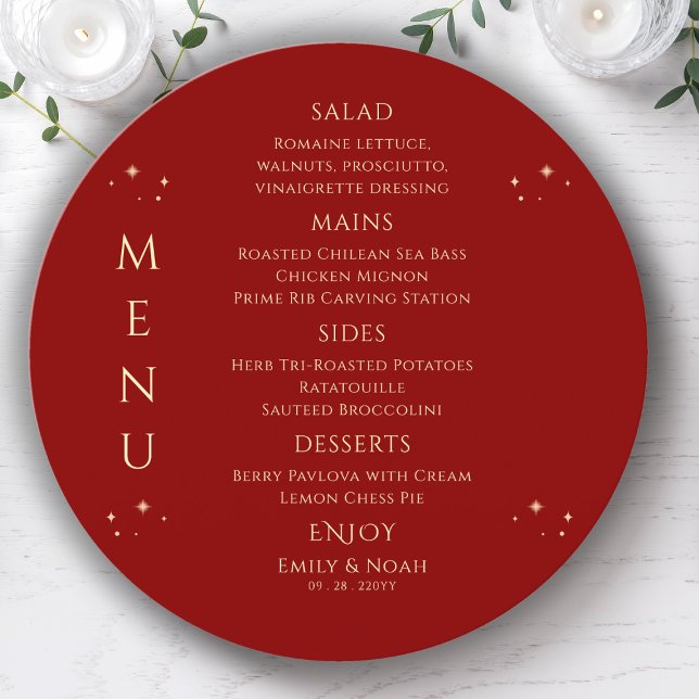 Menu Mystic Red Gold Sun Moon Stars Space Mariage (Créateur téléchargé)