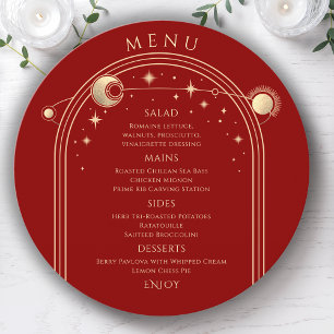 Menu Mystic Red Gold Sun Moon Stars Space Mariage