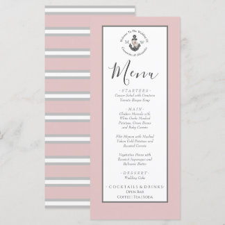 Menu Nautical-Themed Floral Anchor Dusty Rose Pink