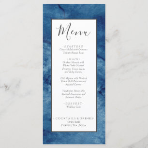 Menu Nautique Mariage Beach Aquarelle Marine Bleu