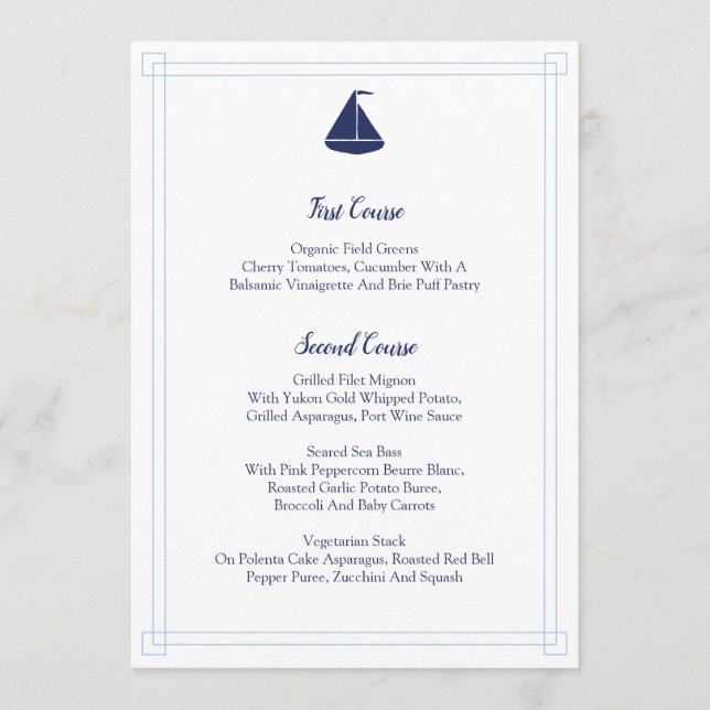 Menu Nautique Sailboat (Devant)