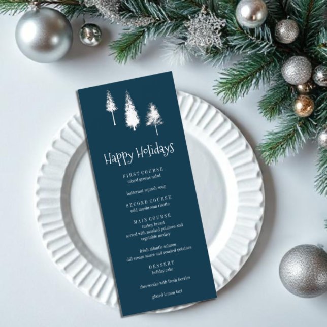 Menu Navy Blue Winter Trees (Créateur téléchargé)