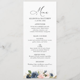 menu Navy et mariage floral