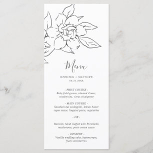 Menu Neutral Line Art Floral Mariage élégant
