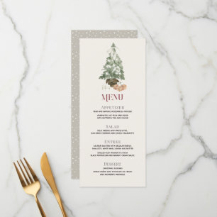 Menu Noël Arbre Aquarelle Diner