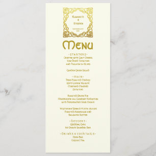 Menu Nœud Celtique Élégant de Mariage Ivoire Faux Or Ce