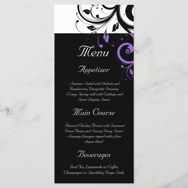 Menu Noir et blanc avec accentuation de la spirale viol (Devant)