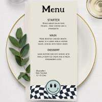 Menu noir et blanc rétro à damiers menu vintage